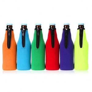 Custom Logo Wine Champagne <b>Bottle</b> Zip-Up Neoprene Thermal Insulated Beer <b>Bottle</b> Sleeve Can Cooler Holder With Zipper Bags - Product Image 2