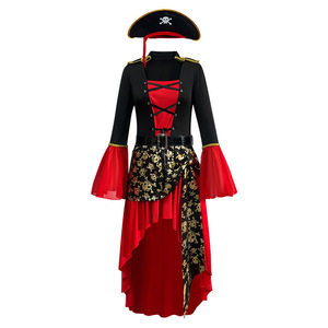 Costume d'Halloween, tenue de cosplay de capitaine rouge pour femmes, pirate des Caraïbes, performance sur scène - Product Image 6