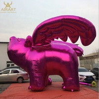 Ballon gonflable de cochon assis, mascotte de cochon rose gonflable de mascotte de dessin animé