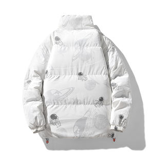 Cuello alto para hombre, abrigo cálido, color bloqueado, pareja, jóvenes, prendas de vestir exteriores acolchadas de algodón, color caramelo, de moda - Product Image 4