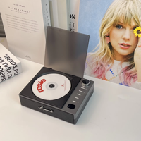 Lecteur CD portable rétro avec haut-parleur Bluetooth, écran numérique, interface USB, design à plateau pour l'écoute de musique à domicile ou sur bureau