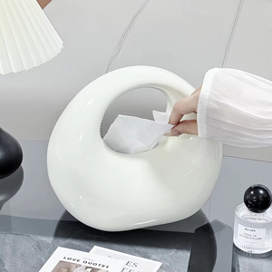 Boîte à mouchoirs en céramique de luxe noire et <span class=keywords><strong>blanche</strong></span>, porte-serviettes en porcelaine, ornement décoratif pour le salon - Product Image 6
