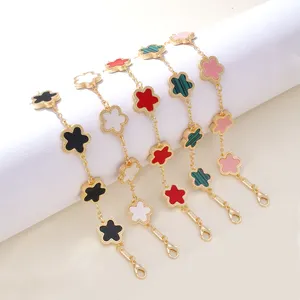 INS Hot Selling Colorful Clover Elegant Bracelets Gold Plated Double Side 5 Flower Charm Bracelet For Wedding Jewelry Gifts