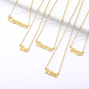 Aliexpress Collier Acier Inoxydable Bijoux oniki takımyıldızı paslanmaz çelik İngilizce alfabe burç harfler kolye