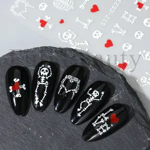 Commercio all'ingrosso skull love nail art sticker adesivo eye mushroom nail decalcomanie nail foil wraps fornitore