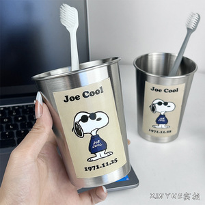 Gobelet à brosse à dents en acier inoxydable, design cartoon, résistant aux hautes températures, haute qualité, poils souples, pour couple et étudiant - Product Image 3