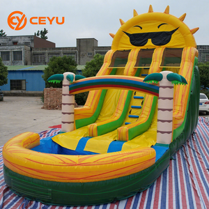 Ceyu Usine Vente en Gros Fête D'été Arrière-Cour Enfants Air Bouncer Jouets Gonflables Trampoline Toboggans Parc Amusant Avec Piscine - Product Image 1