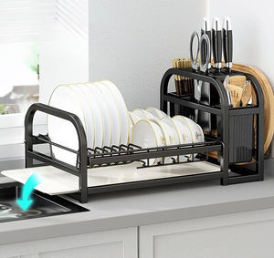 Сушилка для посуды из нержавеющей стали и подставка для ножей и палочек для еды – водонепроницаемая, крепление к раковине, антикоррозийная, без сверления - Product Image 4