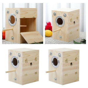 JUNJI moderno in legno uccelli nido gabbia solido modello aperto finestra uccello casa per pappagalli pappagallino Cockatiel allevamento nidificazione uccello Box - Product Image 4