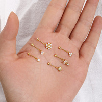 10pcs Anting Tusuk Helix Vertikal Geometris Perak Sterling S925 Berlapis Emas 18K dengan Zirkon Bentuk Segitiga, Bintang, dan Bunga untuk Anak-anak