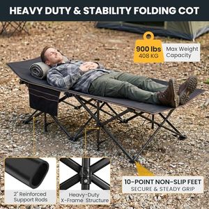 Tempat Tidur Lipat Portabel, Ranjang Lipat untuk Berkemah, Ranjang Lipat Dua Lapis Bahan Oxford, Tempat Tidur Perjalanan Portabel untuk Rumah, Kantor, Tidur Siang, dan Pantai Luar Ruangan - Product Image 3