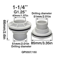 Raccord de traversée de réservoir en PVC, connecteur fileté pour réservoir d'eau, 1/2" 3/4" 1" 1-1/4" pour conteneur d'eau, réservoir IBC
