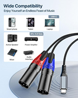 Kabel Audio USB Tipe C ke Dual XLR Male, Kabel Mikrofon Seimbang Tipe-C ke 2 XLR 3Pin untuk Ponsel Laptop Perekam Mixer Amplifier
