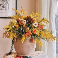Bouquets de fleurs artificielles en acacia rouge de 81 cm avec baies touffueuses pour mariage, maison, Noël, arrangement floral, décoration de table