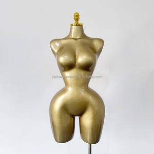 Manekin Wanita Ukuran Besar Plus Size, Tubuh Bagian Atas, Bokong Besar, Payudara Besar, Plastik, Cat Emas, Torso Manekin - Product Image 2