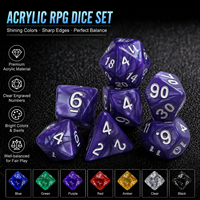 Set Dadu Akrilik Premium dengan Nomor Terukir Laser Sesuai Pesanan Pabrik untuk Permainan Meja DnD Dungeons & Dragons