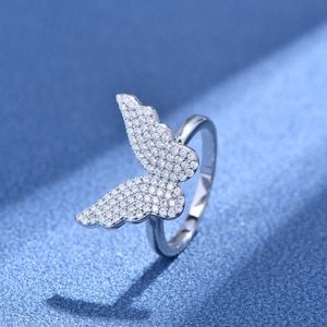 Ensemble de bijoux en argent sterling S925 classique avec zircon en forme de papillon pour femmes, cadeau de fiançailles, de mariage, collier, boucles d'oreilles, bague - Product Image 5