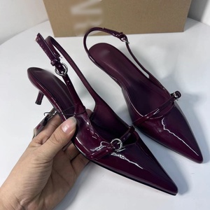 Ladies Lace-up High Stiletto Heels Black Patent Leather Sandals Waterproof Pointed Toe Buckle Summer Autumn Wedding Shoes Spring - Product Image 3