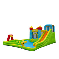 Parc aquatique gonflable avec toboggan et piscine à jets d'eau, château gonflable pour enfants avec pistolet à eau et panier pour le jardin