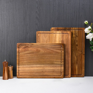 Tabla de cortar rectangular de madera de acacia multifuncional para cocina, tabla para cortar verduras, frutas, pan y como plato para servir. - Product Image 1