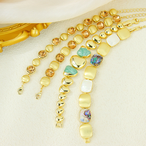 Europe America Colored <b>Crystal</b> Gold <b>Bracelet</b> 14k Irregular Enamel Resin Handmade Chains Jewelry for Women Gift - Product Image 1