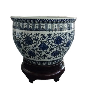 Jardinières en céramique décoratives intérieures et extérieures peintes à la main, grandes, en porcelaine bleue et <span class=keywords><strong>blanche</strong></span> - Product Image 1