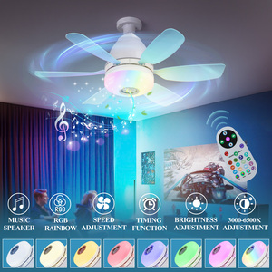 Trần dẫn ánh sáng quạt di chuyển đầu thông minh mờ Quạt Bóng đèn trang trí nội thất 360 xoay điều khiển từ xa hiện đại E27 Quạt trần - Product Image 6