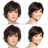 Nouvelle perruque synthétique européenne et américaine en fibre haute température, bouclée et frisée, avec ondulations profondes et boucles françaises, transparente, cheveux courts bouclés