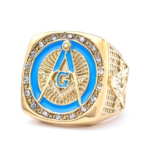 Nordic Retro Men's Masonic <b>Ring</b> 316L Stainless Steel With 18K <b>Gold</b> PVD Plating Inlay G Pillar Cross for Engagement Parties - Product Image 5