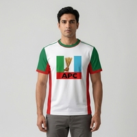 T-shirts APC Nigeria avec logo, rayures vertes, blanches et rouges, manches courtes, personnalisables avec logo sur la poitrine, pour hommes, pour campagne publicitaire