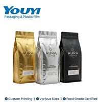 Sacs à café personnalisés imprimés 8 oz 12 oz 250g 500g 1kg, sacs en aluminium avec fermeture éclair, sacs en plastique avec valve pour l'emballage du café et des aliments