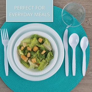Couverts jetables 100 % compostables en amidon de maïs PP biodégradable – Cuillère, fourchette, couteau à usage unique à base de plantes pour le camping - Product Image 4