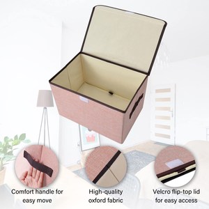 Pink Canvas Fabric Home Cloth Containers Drawers <b>Storage</b> <b>Boxes</b> - Product Image 2