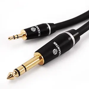RASANTEK 6.35mm 1/4 Inch Male to 3.5mm 1/8 OFC TRS Stereo Audio Jack Cable 3.5mm to 6.35mm Angle Mini Speaker Male Aux Cable