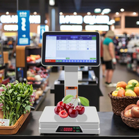 Système de point de vente à double écran tactile de 15,6 pouces, terminal de caisse enregistreuse, imprimante intégrée, balance, supermarché, Android/Windows