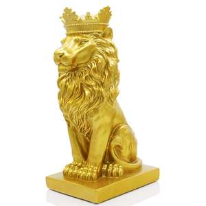 15''H Couronne <span class=keywords><strong>Roi</strong></span> <span class=keywords><strong>Lion</strong></span> Statue Style Nordique Accueil Étude Décoration Figurines à collectionner - Product Image 3