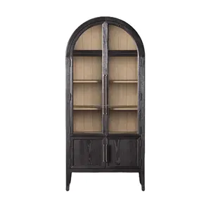 2023 meubles de salon modernes de luxe Style américain récupéré chêne verre Double porte armoire salon armoires de cuisine - Product Image 1