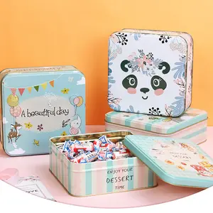 Bán Buôn Tùy Chỉnh Kim Loại Quảng Trường Lưu Trữ Hộp Quà Tặng Trống Cookie Tins