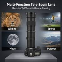 Objectif zoom super téléobjectif manuel professionnel 420-800 mm F8.3-16 HD pour appareils photo reflex numériques Nikon F Z Sony E Canon avec monture T