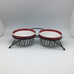 Bescera mangkuk hewan peliharaan, aksesori hewan peliharaan pola Zebra dengan Dudukan baja tahan karat, mangkuk anjing mewah dengan dudukan - Product Image 5