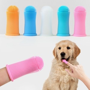 Brosse à dents pour animaux de compagnie en silicone souple, protège-doigts pour chats et chiens, soin des gencives, nettoyage des dents, 6 couleurs, facile à utiliser - Product Image 5