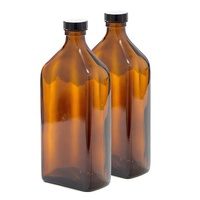 Bouteille rectangulaire en verre ambré 50ml avec Pipettes noires vide 100ml 200ml 500ml flacon plat en verre ambré personnalisé