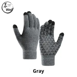 Gants tricotés d'hiver pour homme, doublés polaire, épaissis, anti-froid, en coton/spandex, chauds, antidérapants, longueur opéra, pour la détection des aiguilles - Product Image 6