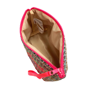 Borsa per il Trucco in Paglia a Righe alla Moda, Grande Capacità con Cerniera, per Viaggi Estivi in Spiaggia, Organizer per Cosmetici - Product Image 3