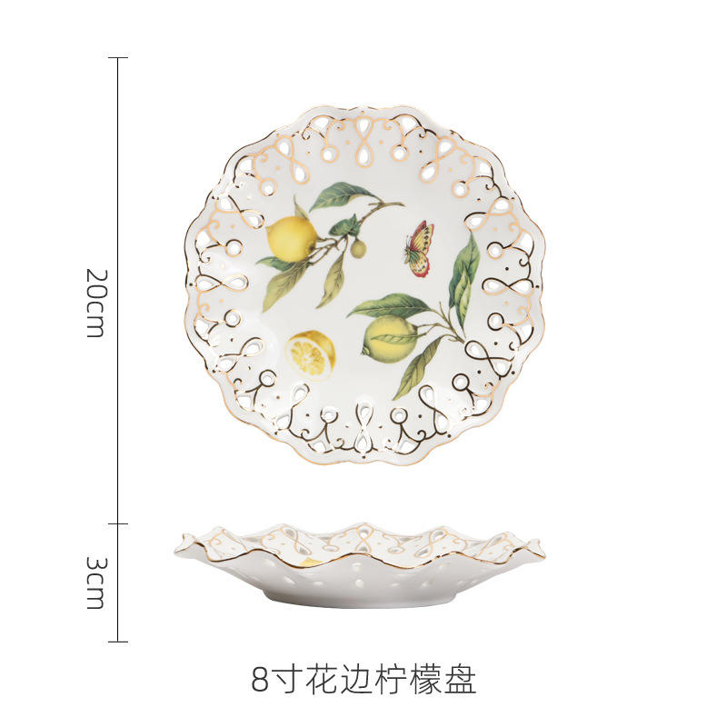 Plaque de dentelle creuse citron 8 pouces