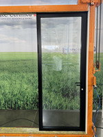 Porte à battants en aluminium à rupture de pont thermique, cadre étroit, porte en verre minimaliste, écoénergétique