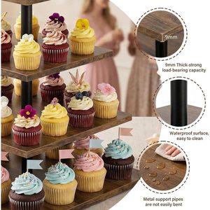 Four Tier Square <b>Cake</b> <b>Stand</b> Black Acrylic Dessert Display Rack Multi Layer <b>Cake</b> Base For Wedding Parties Storage Rack - Product Image 4