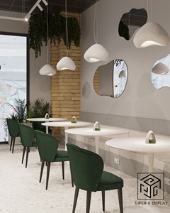 Muebles <span class=keywords><strong>de</strong></span> Barra <span class=keywords><strong>para</strong></span> Cafetería Boutique con Iluminación LED, Diseño <span class=keywords><strong>de</strong></span> Vitrina <span class=keywords><strong>para</strong></span> Cafetería, Exhibidor <span class=keywords><strong>de</strong></span> Pasteles y Café, Acero Inoxidable Templado - Product Image 4