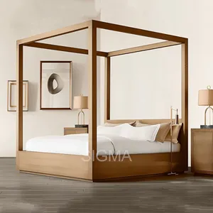 Ensembles de chambres à coucher modernes personnalisées Tête de lit complète King Queen Size Cadre de lit en bois Mobilier de chambre à coucher
