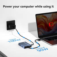Station d'accueil USB-C Type C DisplayLink 6-en-1, double sortie pour affichage triple 4K*60Hz, charge PD 100W, hub USB en aluminium, compatible Windows/MacOS